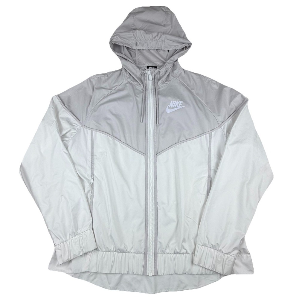 Nike Sportswear Women's Windrunner Hooded Jacket Size L White/Gray 883495-103